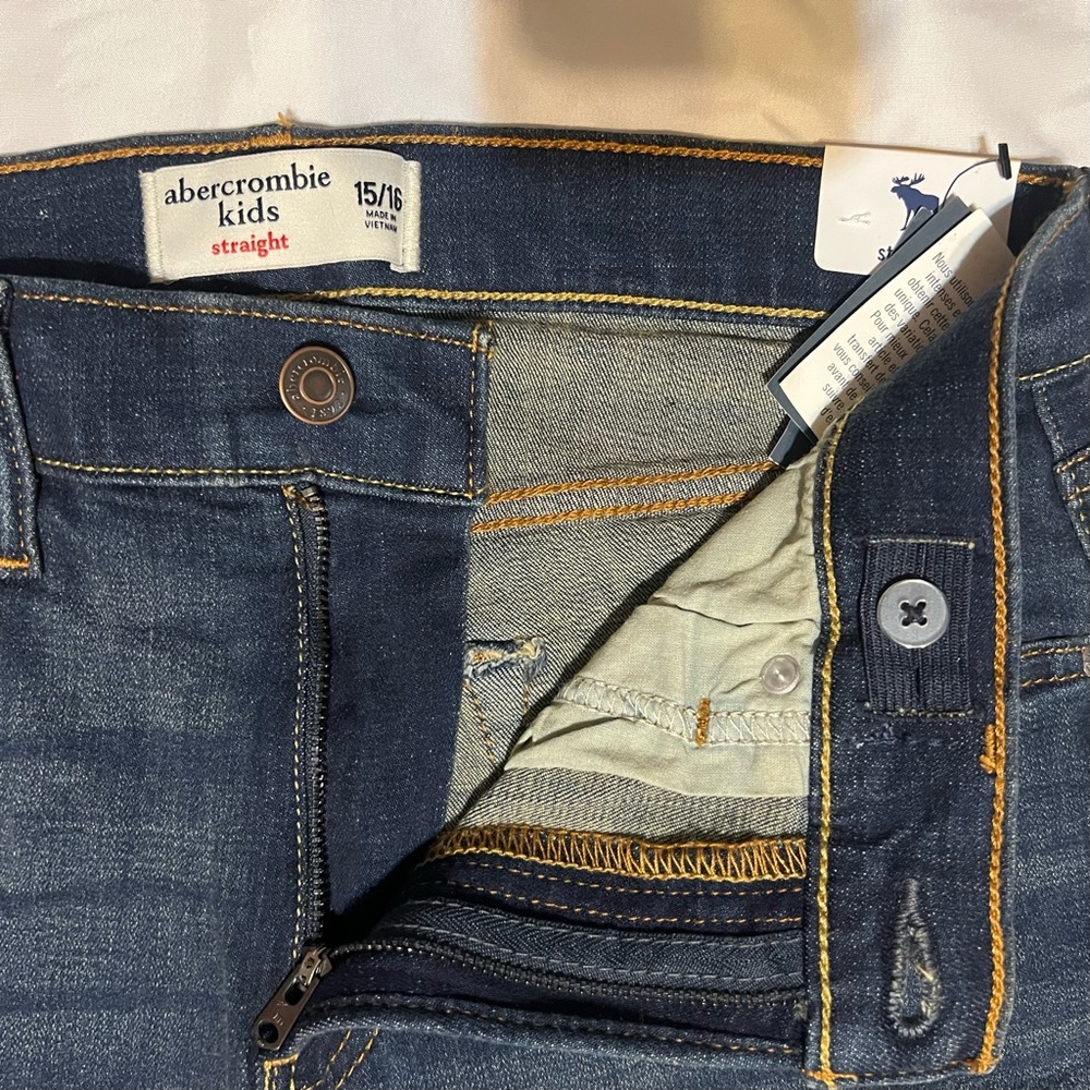Abercrombie Kids Dark Blue Strait Jeans BOYS Size 15 16 NWT - Picture 11 of 15